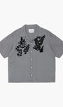Flower Hand Embroidery Shirt Gray