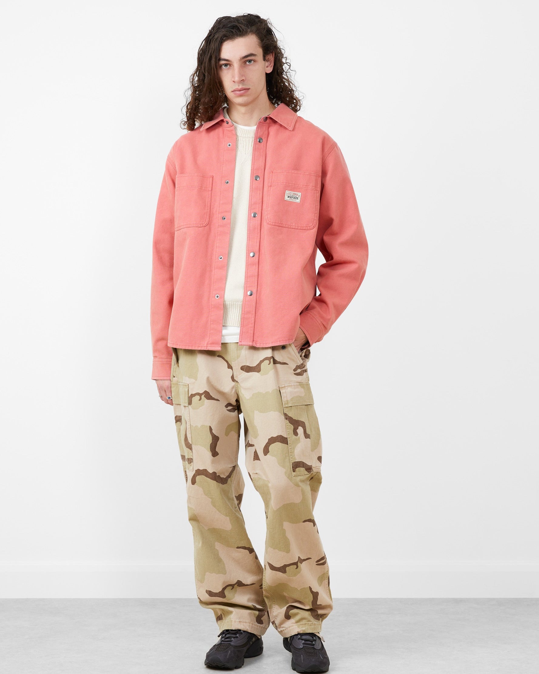Heavy Washed Canvas Shirt Berry