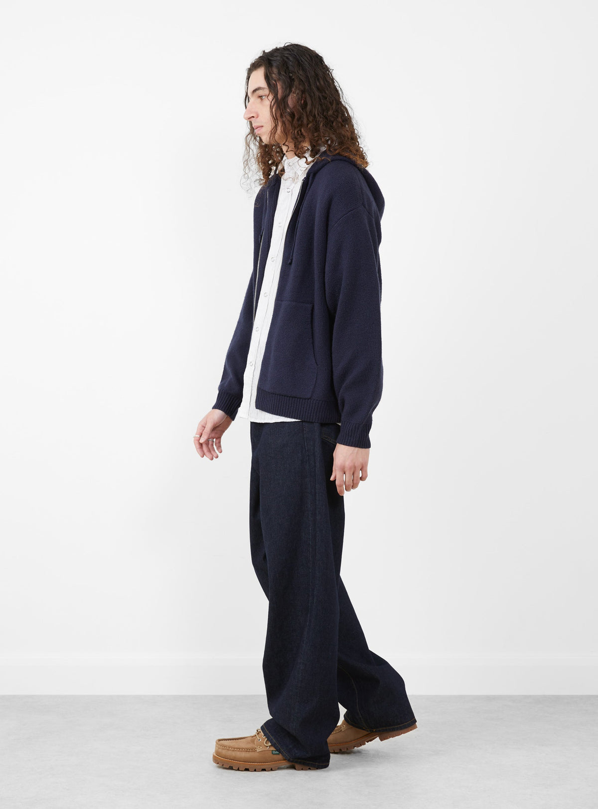 Zip Up Hooded Sweater Navy
