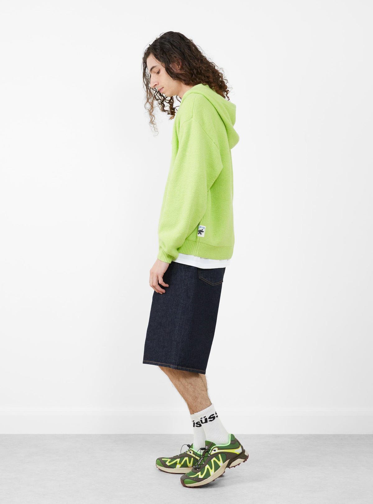Zip Up Hooded Sweater Faded Lime