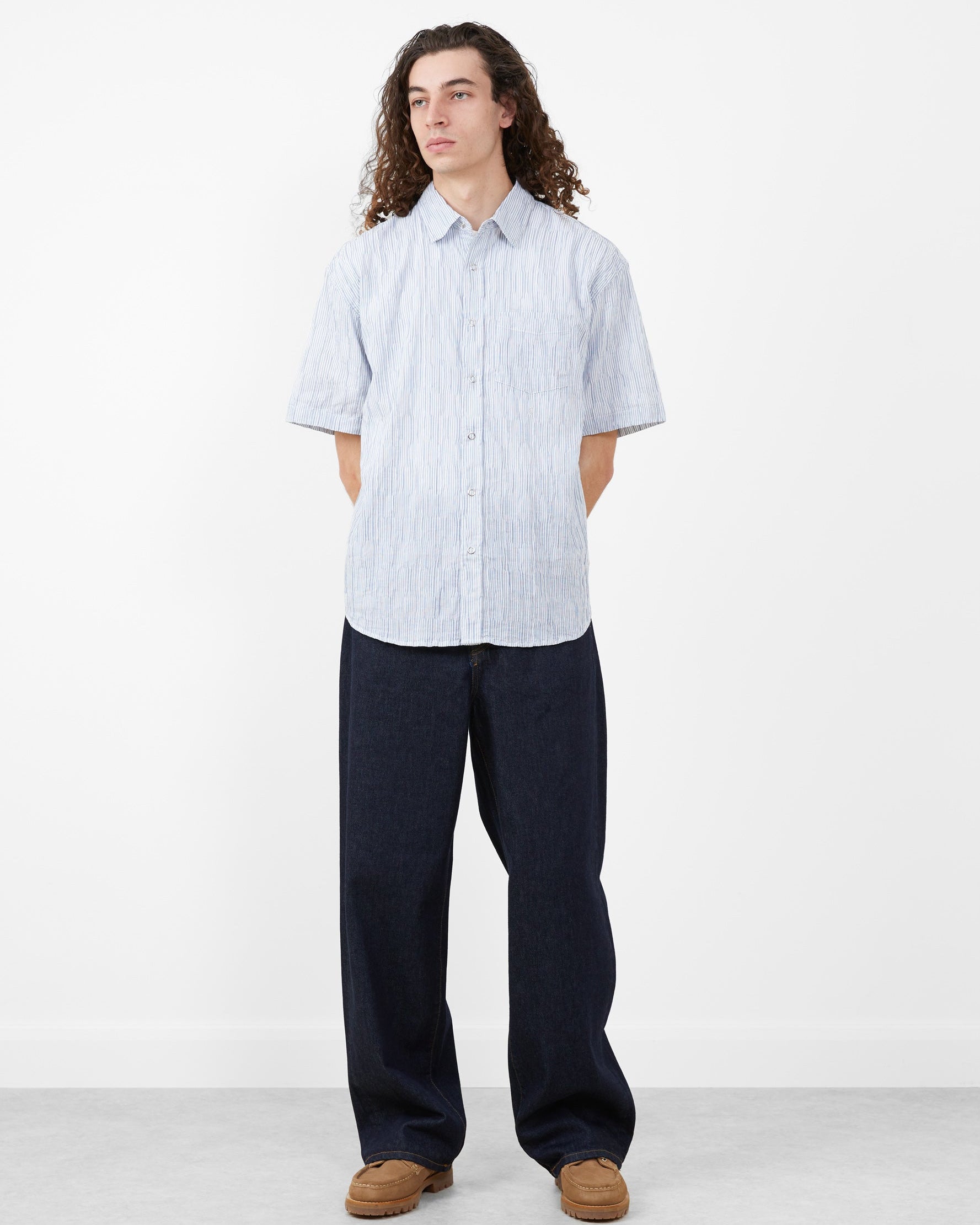 Wavy Striped Shirt Blue