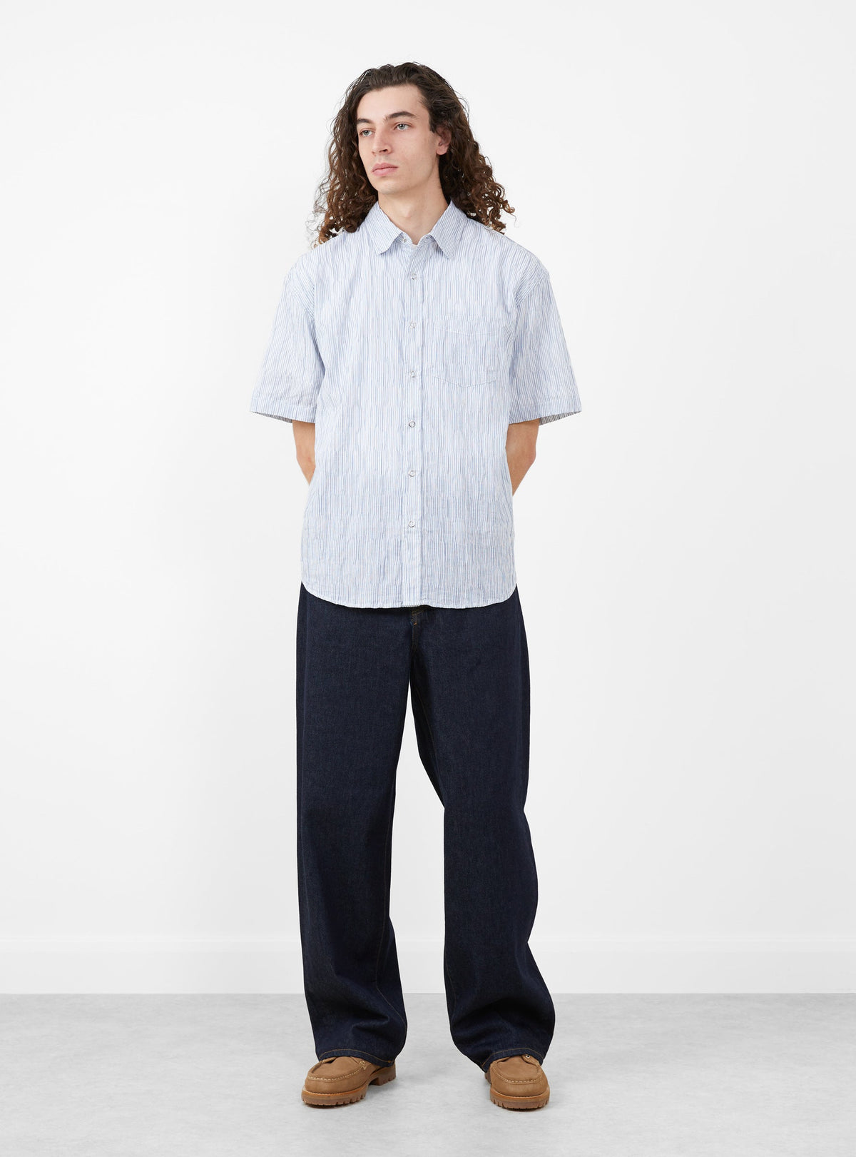Wavy Striped Shirt Blue
