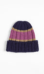 Hand Knit Beanie Navy & Purple