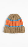 Hand Knit Beanie Beige & Orange