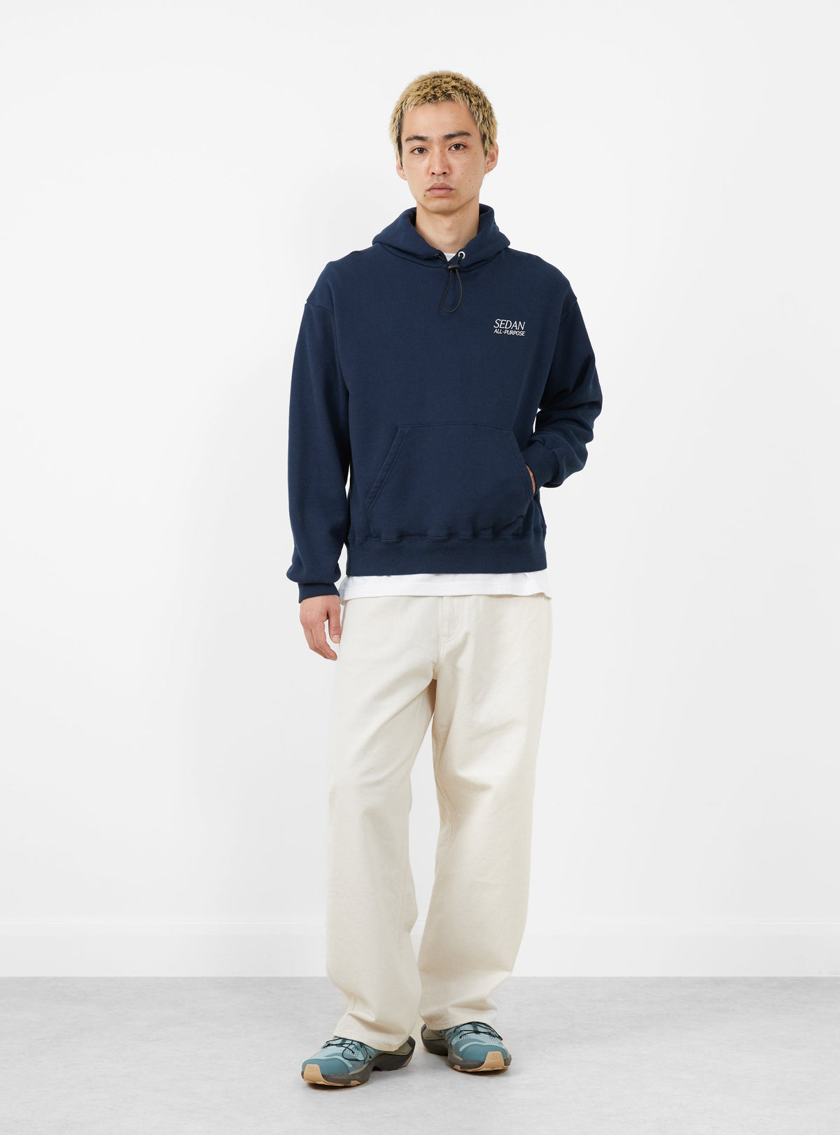 OG Logo Elastic Cord Hoodie Navy