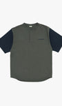 Henleyneck Baseball Tee Charcoal and Navy