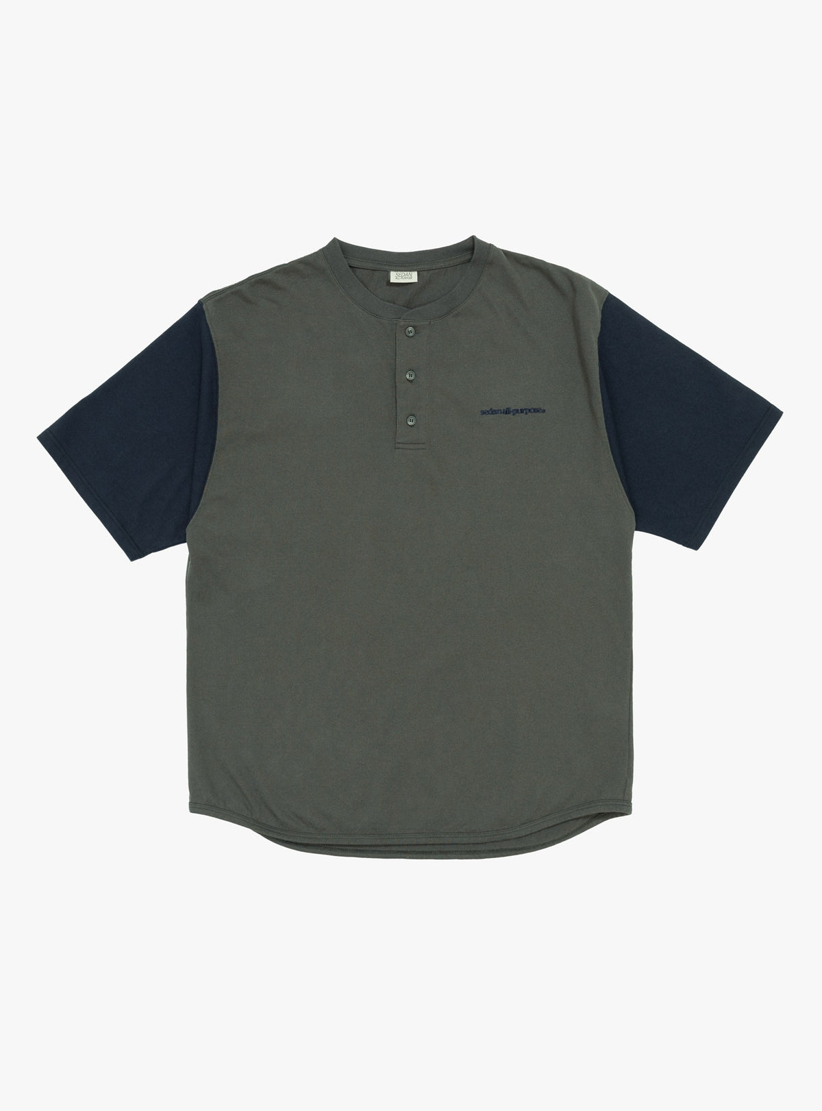 Henleyneck Baseball Tee Charcoal and Navy