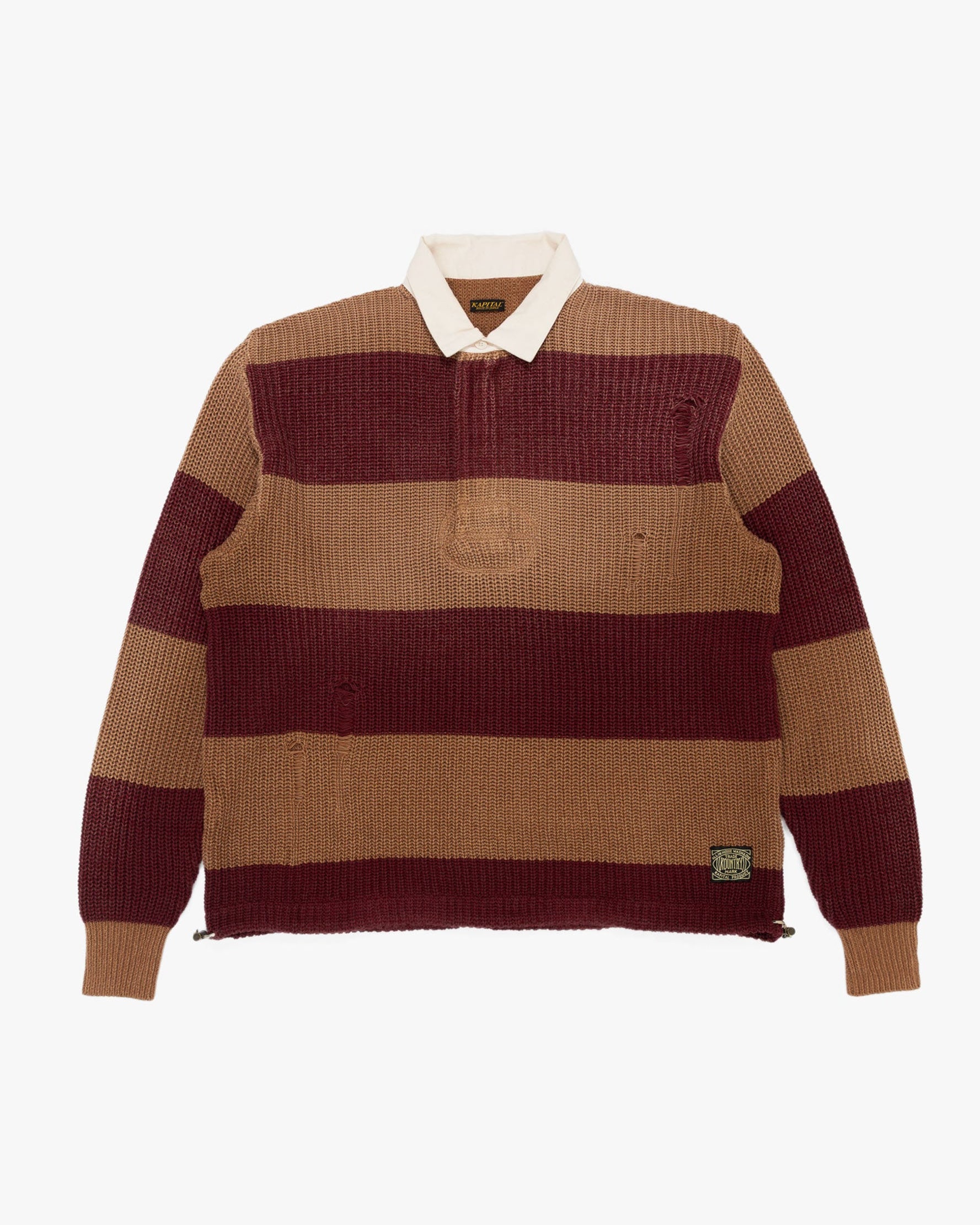 5G Cotton Knit Rugger Shirt Brown and Red