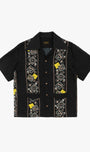 Silk Rayon Peckish Rainbowy Wrangle Cuban Collar Shirt Black