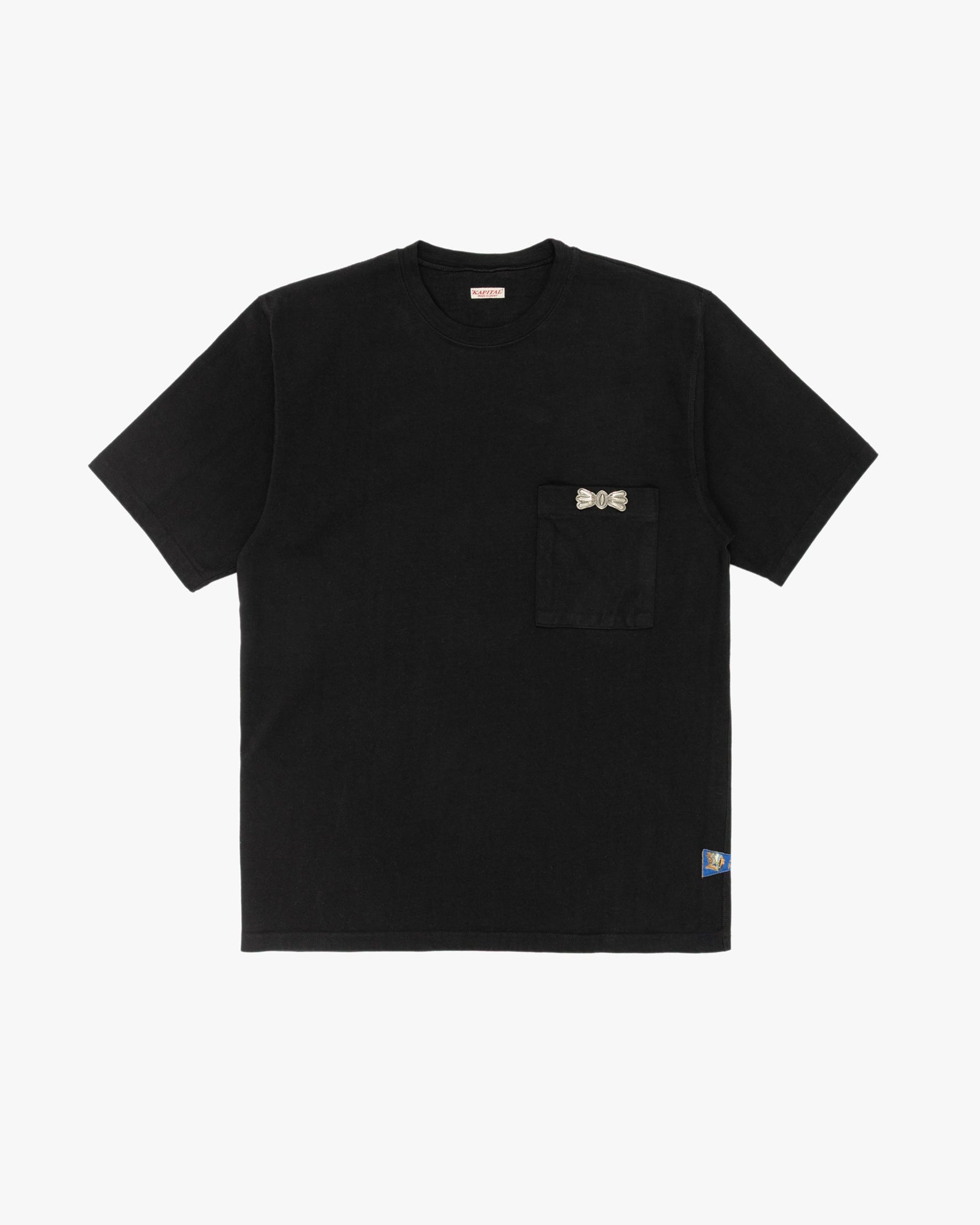 Dense Jersey Butterfly Concho Pocket Tee Black