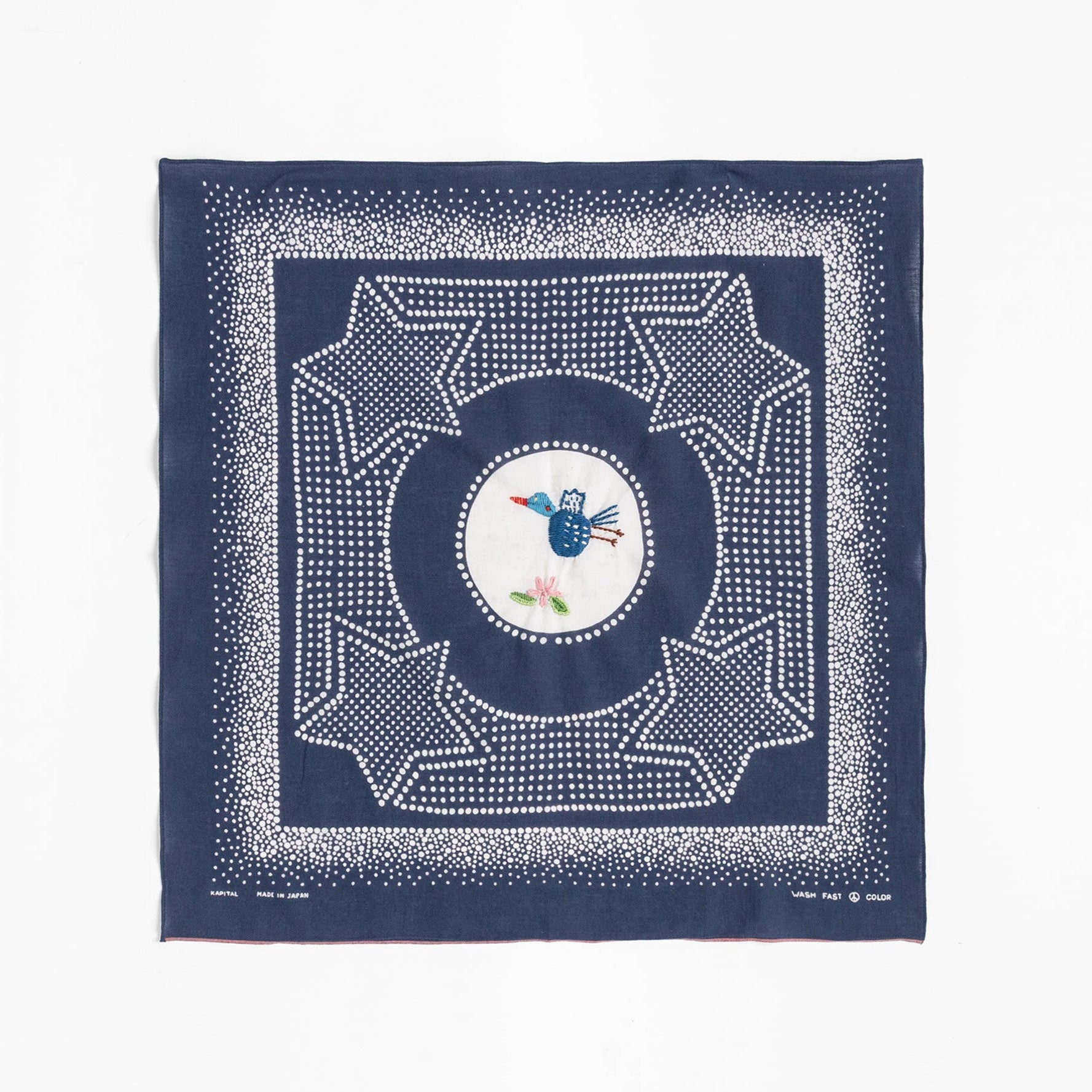 Fastcolour Selvedge Bandana Navy Magpie Embroidery