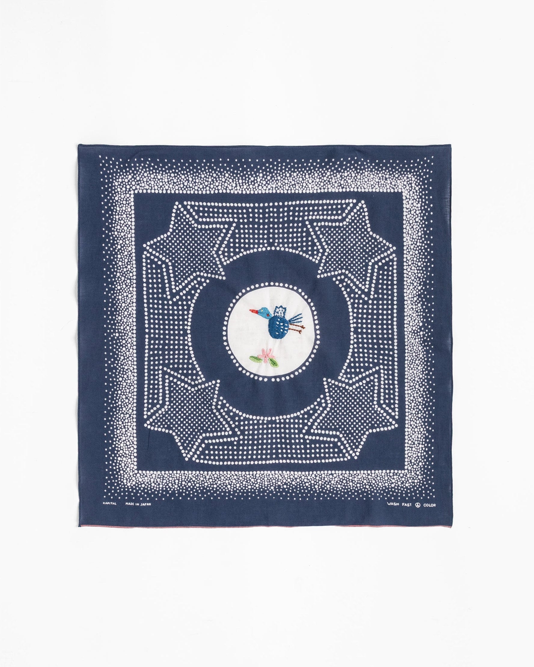 Fastcolour Selvedge Bandana Navy Magpie Embroidery