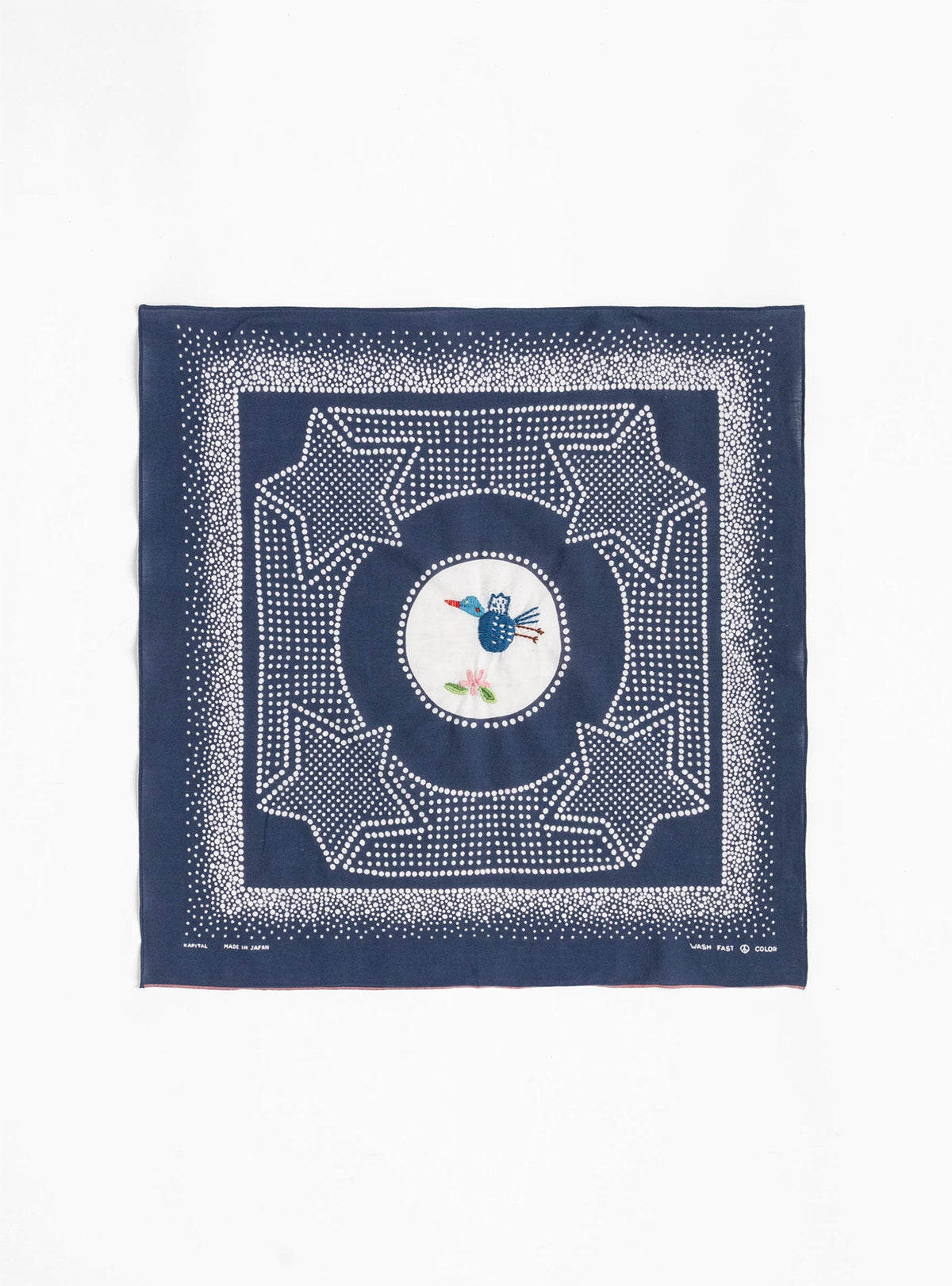 Fastcolour Selvedge Bandana Navy Magpie Embroidery