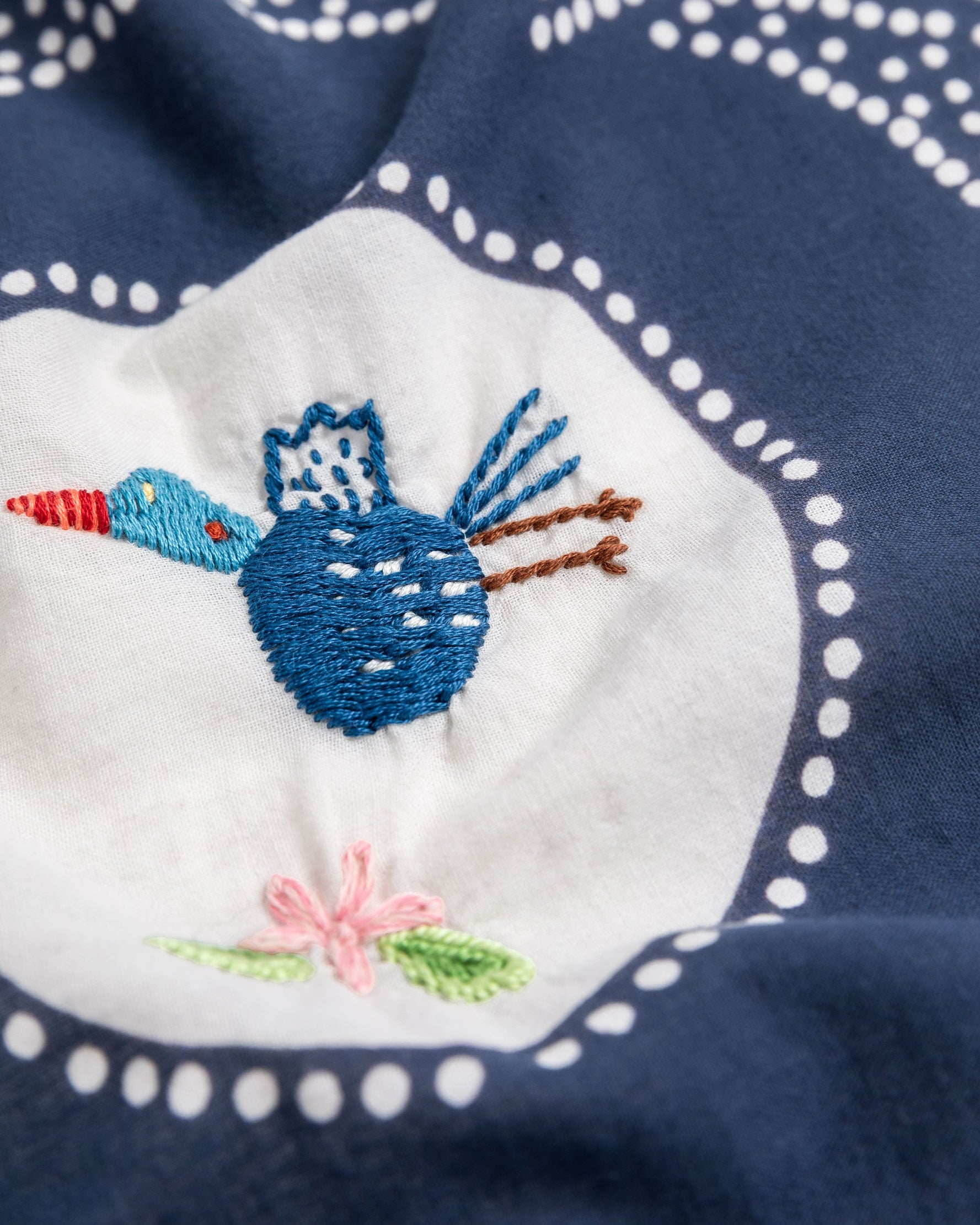 Fastcolour Selvedge Bandana Navy Magpie Embroidery