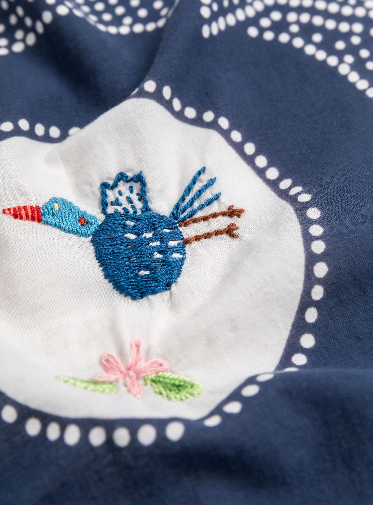 Fastcolour Selvedge Bandana Navy Magpie Embroidery