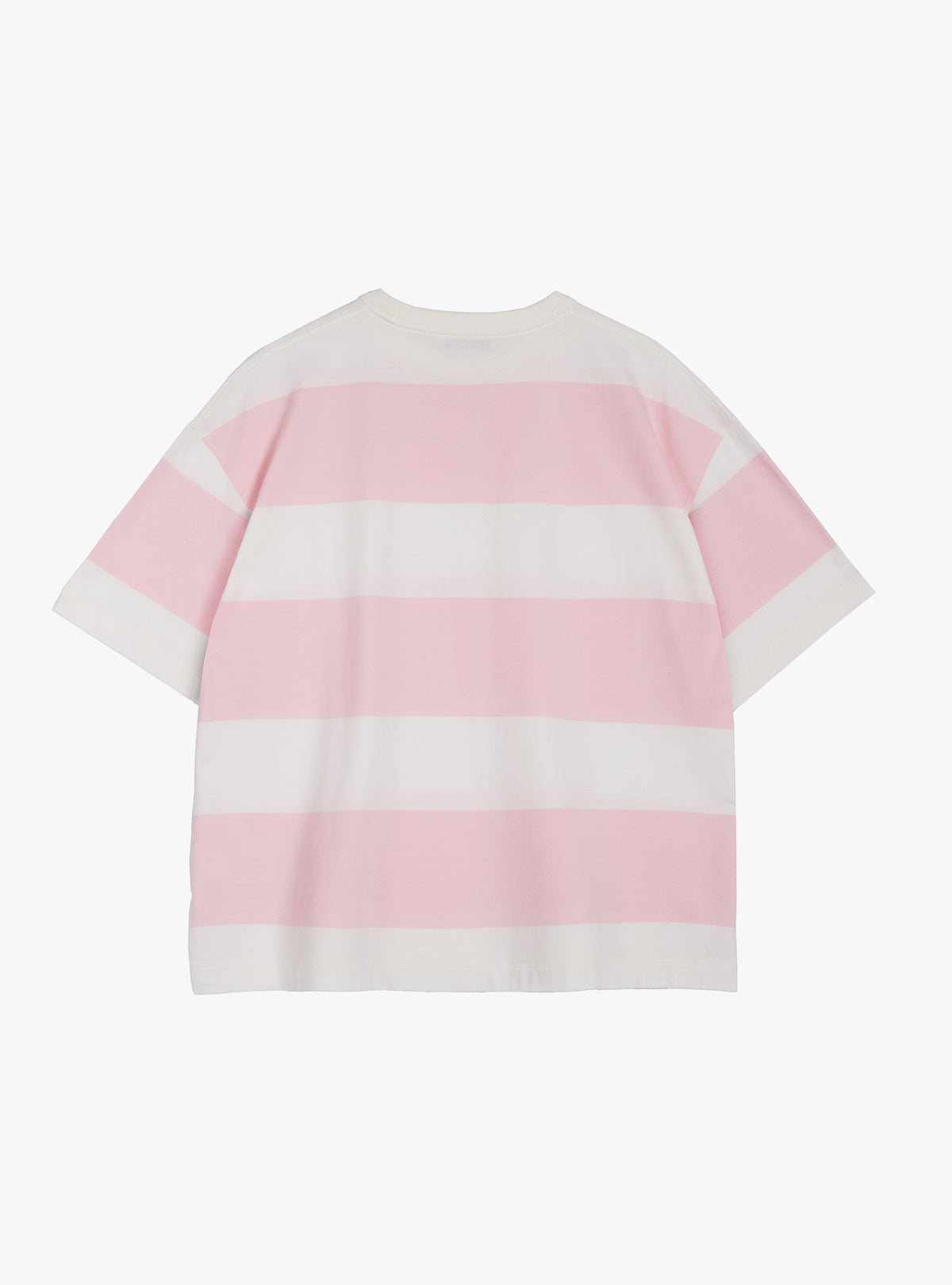 Triple Stripe T-Shirt Light Pink and White