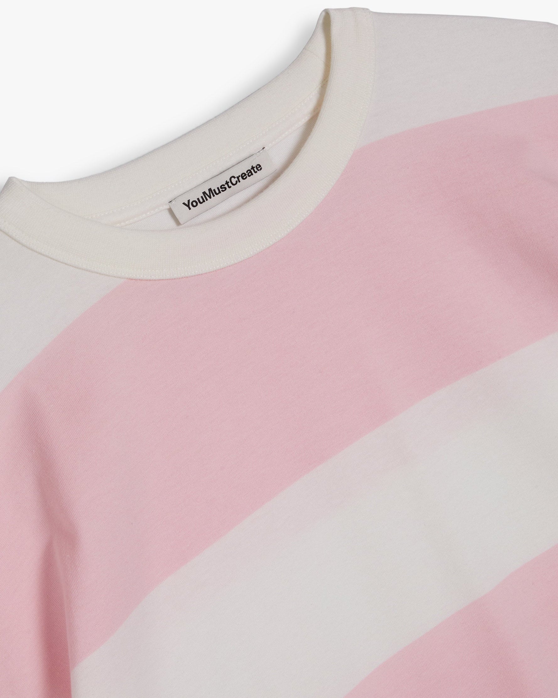 Triple Stripe T-Shirt Light Pink and White