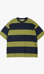 Triple Stripe T-Shirt Navy and Green